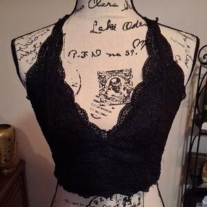 Me to We Black Lace Halter Bralette